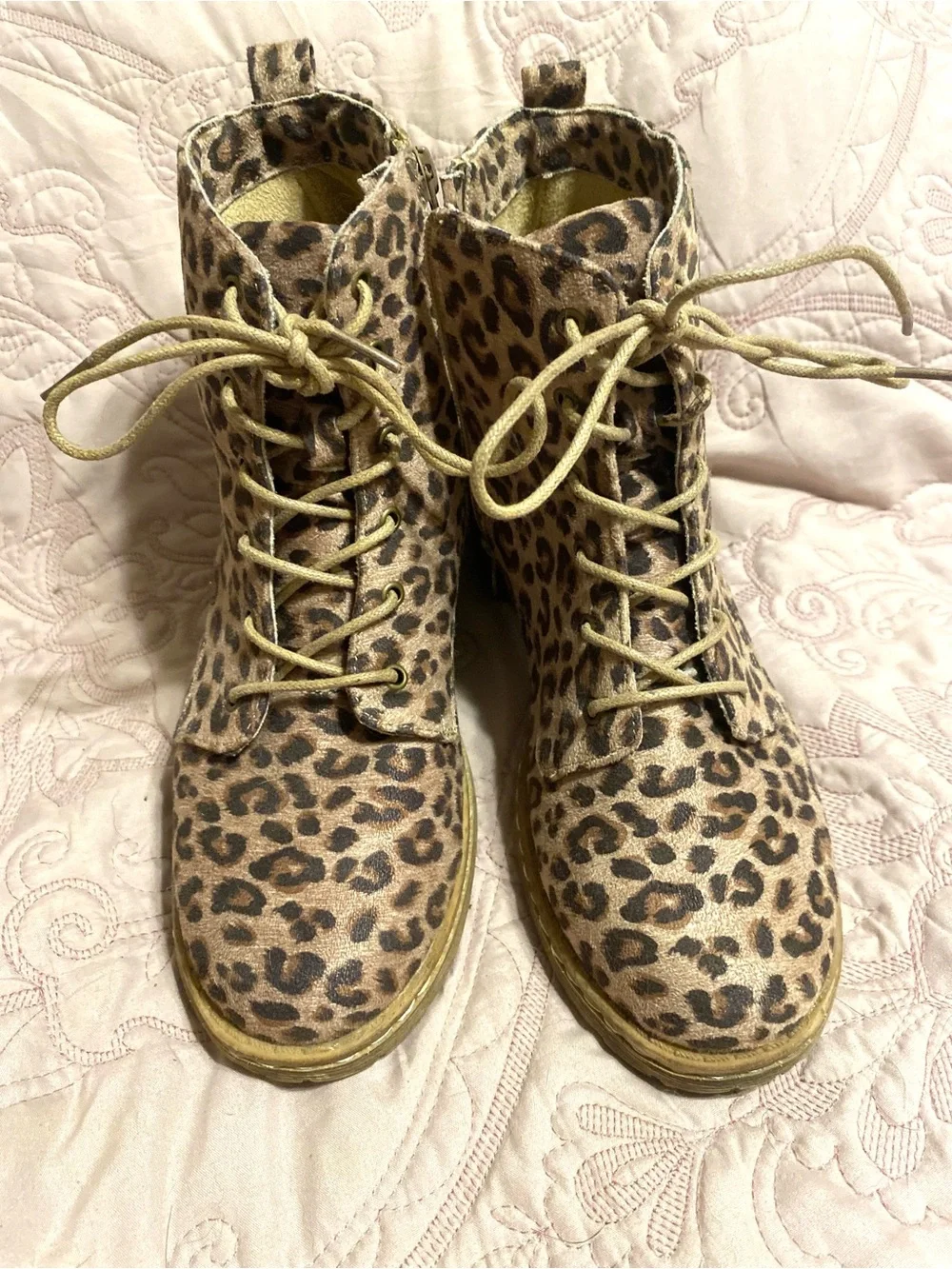 Leopard Print Lace-Up Women’s Ankle Boots - Brown